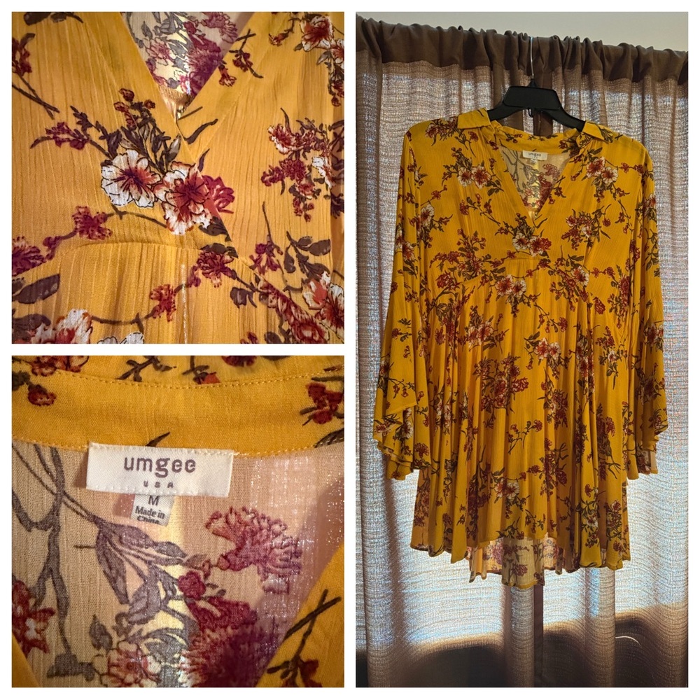 Umgee Women's Floral Yellow Top